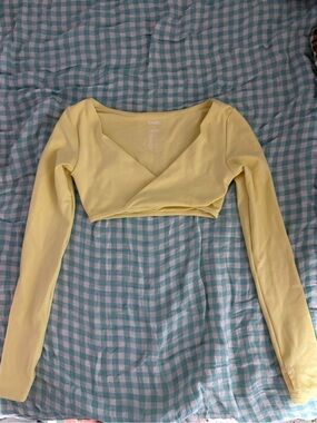 SASKI Yellow Long-Sleeve Wrap Crop Top